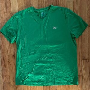 Lacoste Men's Vibrant Green V-Neck Tee